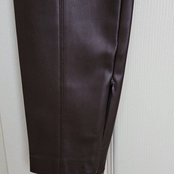 Zara Brown Faux Leather Pants - Picture 4 of 4